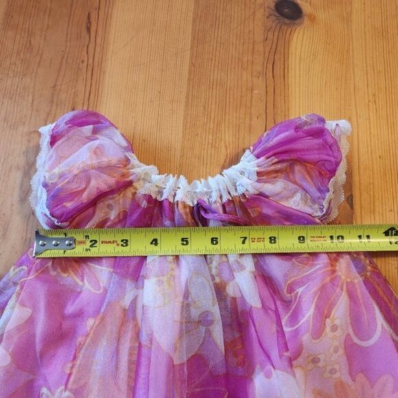 Vintage 60s Pink Chiffon Baby Girl Dress MCM 1960s Handmade Party Formal - Picture 9 of 10